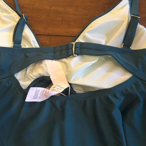 CUPSHE Tankini Swimsuit Cutout Ruched Mid Rise Reversible Bottom Size 3X NEW - Picture 10 of 16